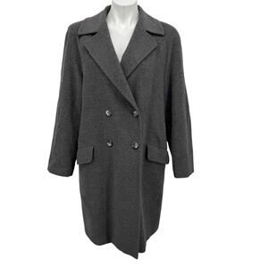 Laurel by Escada Double Breasted Car Coat Wool Angora Women 40 M Grey Tailored